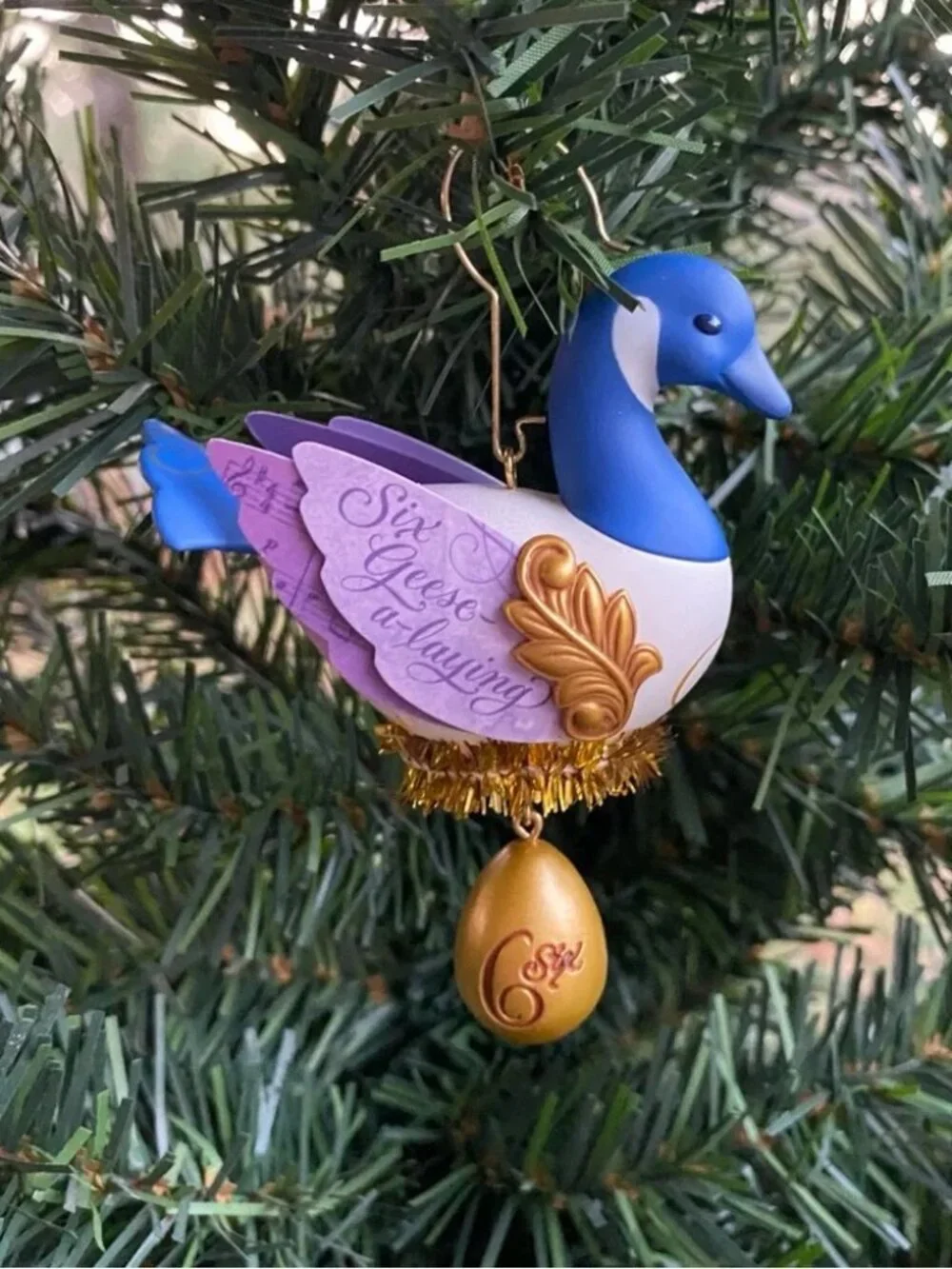 Hallmark 2016 6 Six Geese-A-Laying 12 Days of Christmas bird ornament